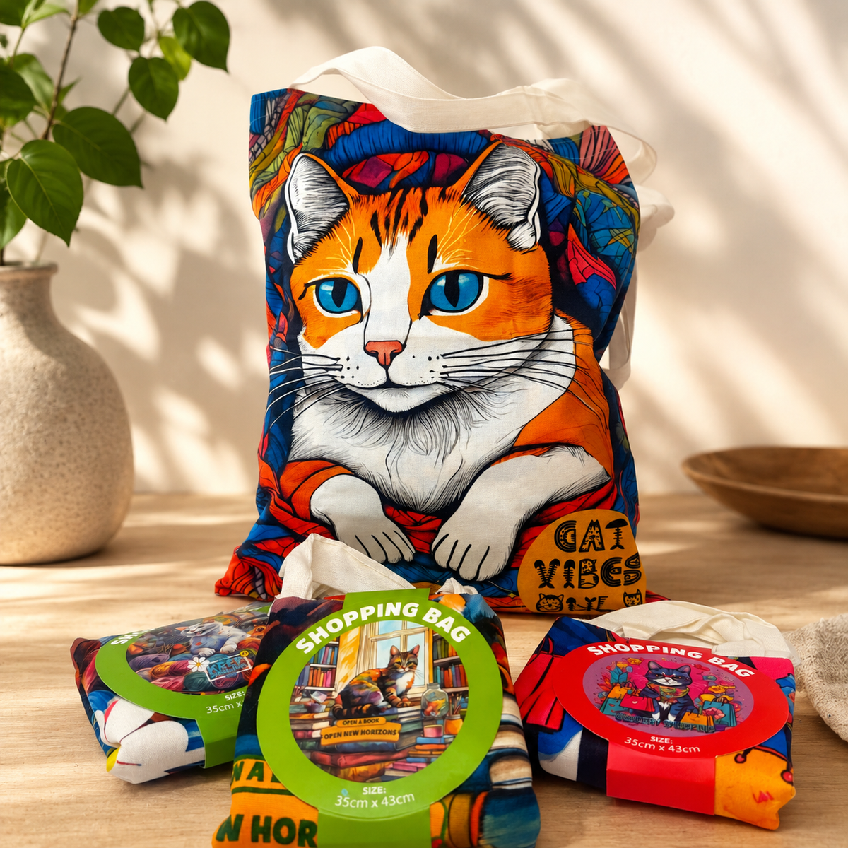 Cat Design Tote Bag