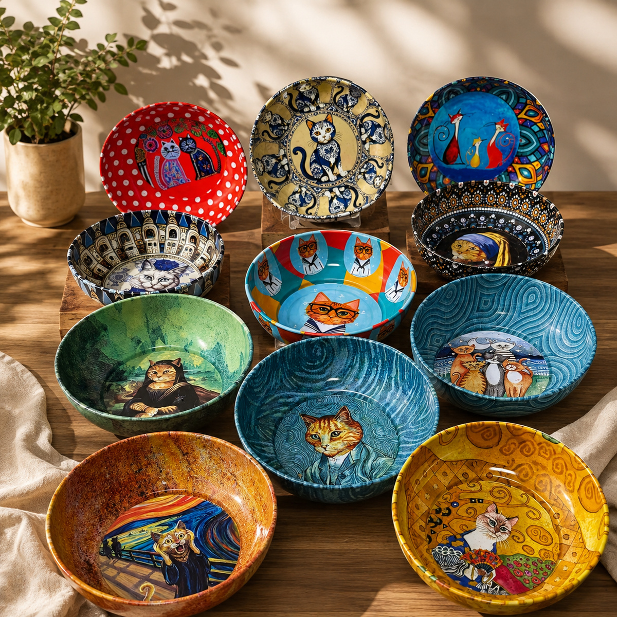Cat Design Metal Decorative Bowl